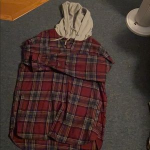 Long sleeve flannel hoodie shirt